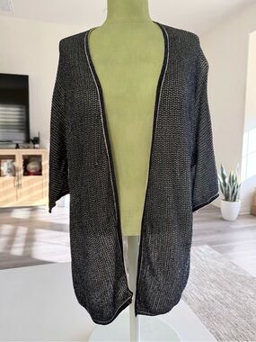 Falconeri made in Italy cardigan textured metallic mesh knit fabric Lightweight